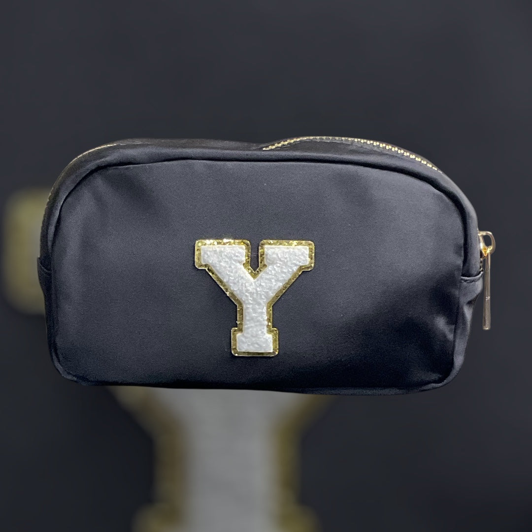 Black Initial Pouch