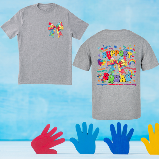 Autism Support Squad Front & Back T-Shirt & Sweatshirt