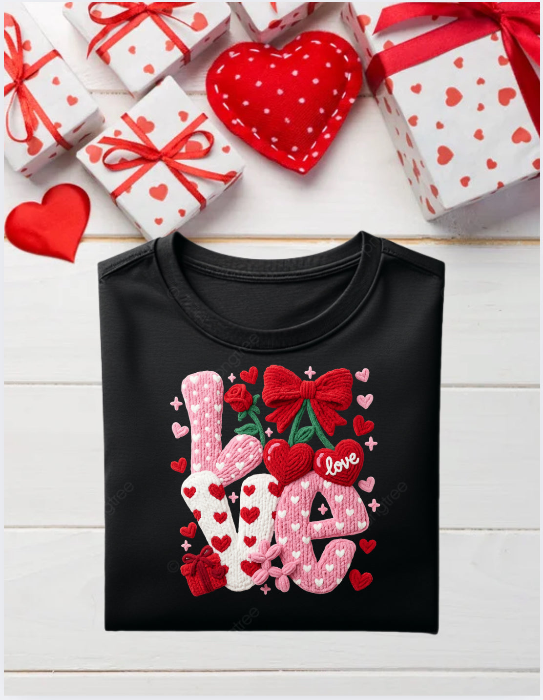 Faux Yarn Crochet Love Shirt