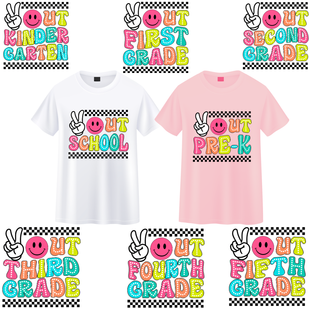 Peace Out School T-Shirts (Multi-Colors)