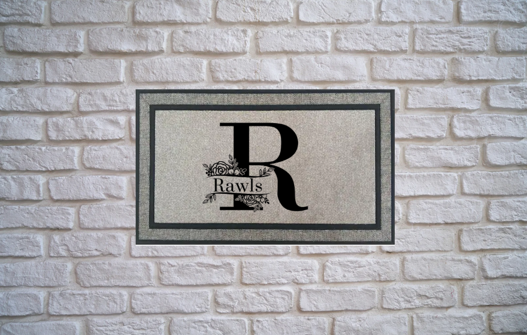 Monogram w/ Flowers Door Mats