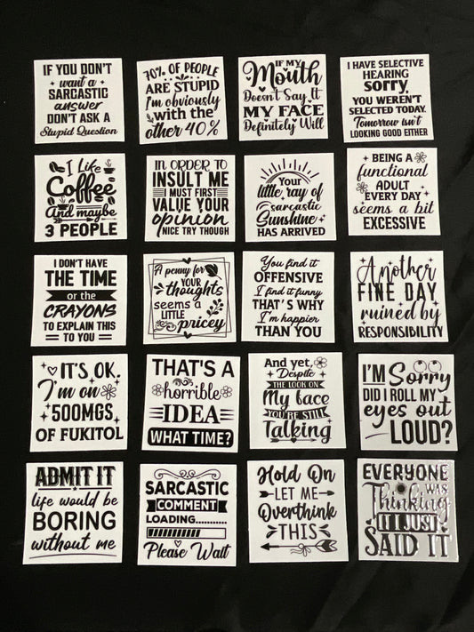 Sarcastic UVDTF Decals