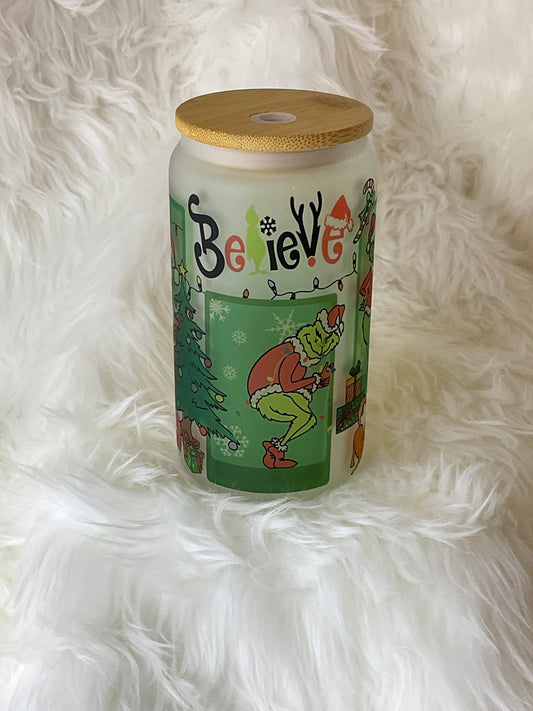 The Grinch Glass Can Tumbler