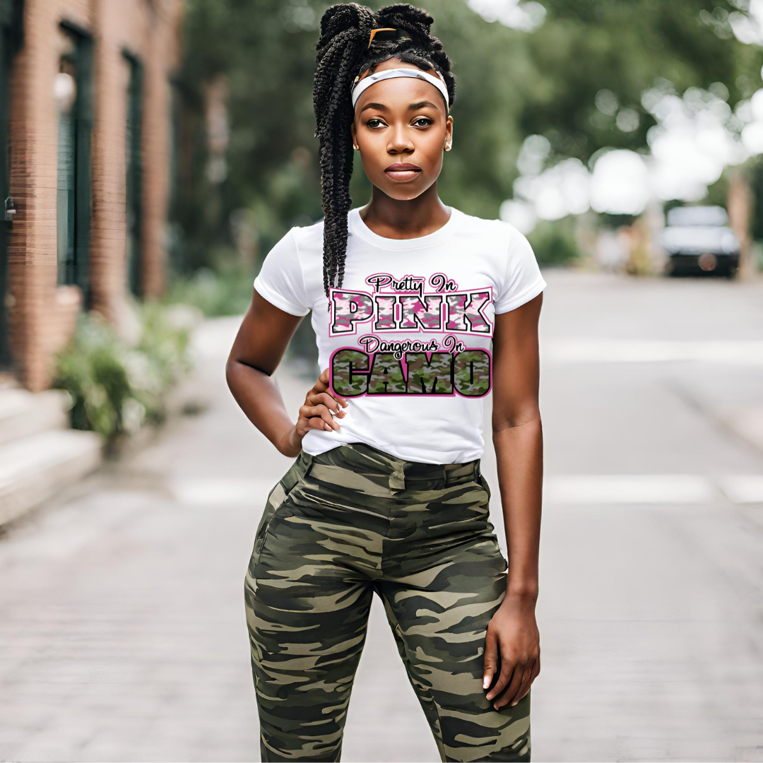 Pretty in Pink Dangerous in Camo T-Shirt