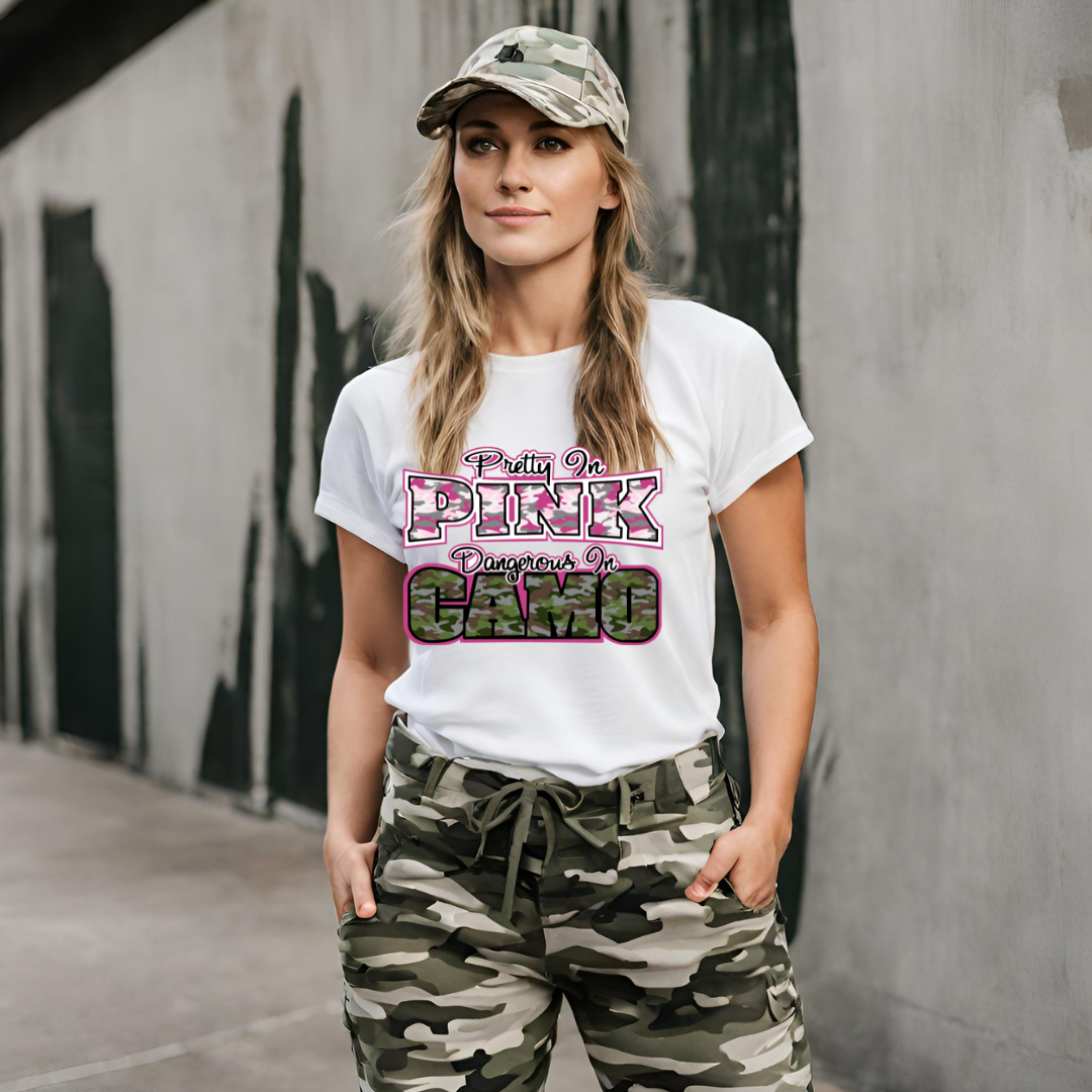 Pretty in Pink Dangerous in Camo T-Shirt