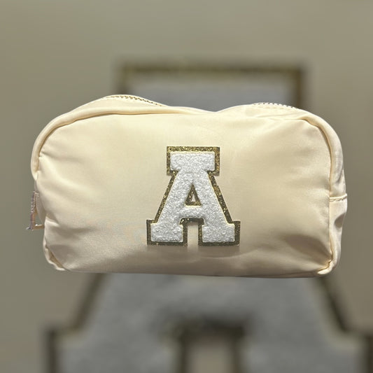 Beige Initial Pouch
