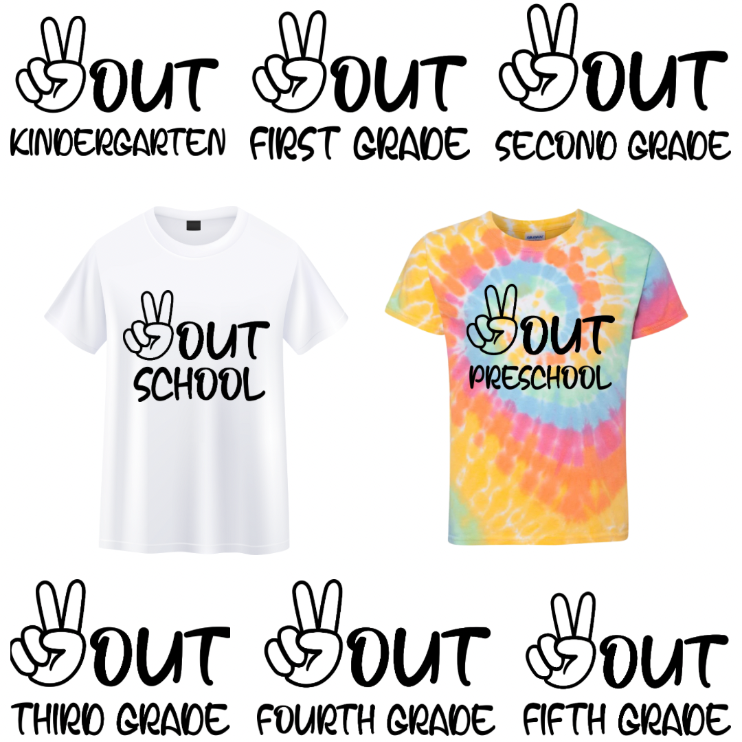 Peace Out School T-Shirts (Black & White)