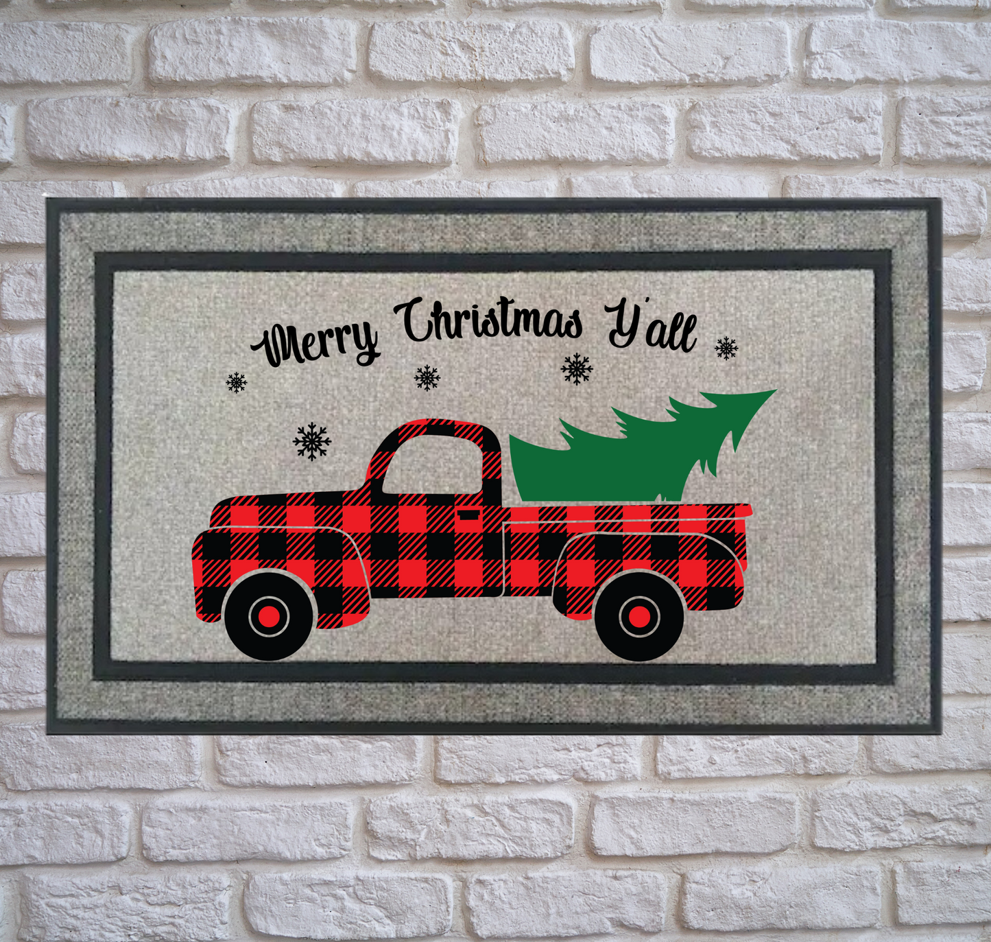 Christmas Trucks Door Mats